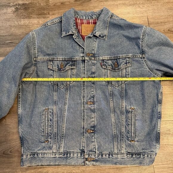 Levi’s Vintage 90’s Blue Denim Flannel Lined Trucker Jacket Size XL 70614-0389 - Picture 7 of 10